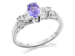 Unbranded 9ct-White-Gold-Diamond-And-Tanzanite-Cluster-Ring--15pts-047118