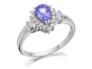 Unbranded 9ct-White-Gold-Diamond-And-Tanzanite-Cluster-Ring--22pts-047119