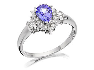 Unbranded 9ct White Gold Diamond And Tanzanite Cluster