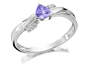 Unbranded 9ct White Gold Diamond And Trillion Tanzanite