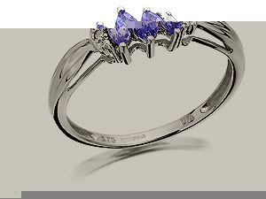 Unbranded 9ct-White-Gold-Diamond-And-Triple-Marquise-Tanzanite-Ring-047241