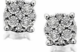 Unbranded 9ct White Gold Diamond Cluster Earrings 8pts