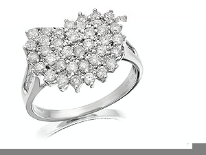 Unbranded 9ct-White-Gold-Diamond-Cluster-Ring--1-Carat--047107