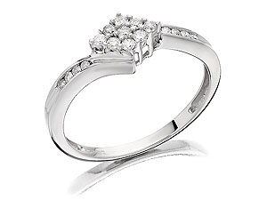 Unbranded 9ct White Gold Diamond Cluster Ring 20pts -