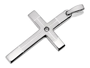 Unbranded 9ct-White-Gold-Diamond-Cross-186321
