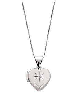 Unbranded 9ct White Gold Diamond Cut Heart Locket Pendant