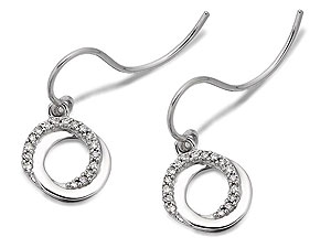Unbranded 9ct White Gold Diamond Double Circle Hook Wire