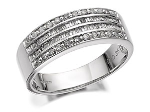 Unbranded 9ct White Gold Diamond Four Row Band Ring 35pts