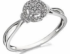 Unbranded 9ct White Gold Diamond Halo Cluster Ring 12pts