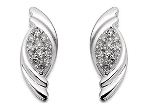 Unbranded 9ct White Gold Diamond Leaf Earrings 10pts -
