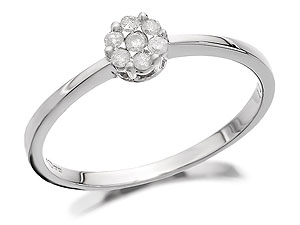 Unbranded 9ct White Gold Diamond Mini Cluster Ring 10pts