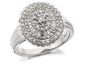 Unbranded 9ct White Gold Diamond Multistone Cluster Ring