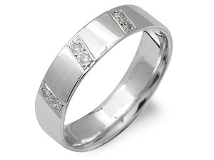 Unbranded 9ct White Gold Diamond Set Grooms Wedding Ring