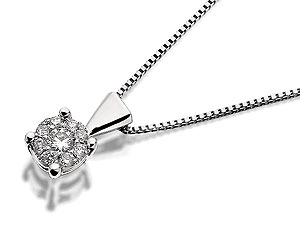 Unbranded 9ct-White-Gold-Diamond-Starburst-Pendant-And-Box-Chain--12pts-049877