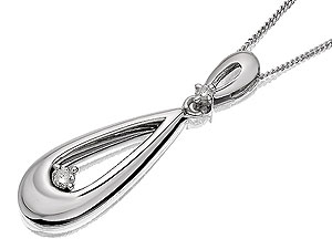Unbranded 9ct-White-Gold-Diamond-Teardrop-Pendant-And-Chain-045767