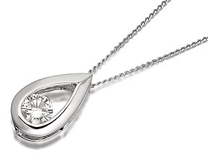 Unbranded 9ct White Gold Diamond Teardrop Pendant And