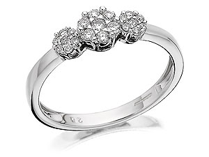 Unbranded 9ct-White-Gold-Diamond-Trilogy-Cluster-Ring--0.25ct-047141