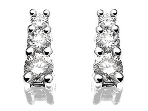 Unbranded 9ct White Gold Diamond Trilogy Earrings 0.5ct