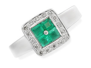 Unbranded 9ct White Gold Emerald and Diamond Ring 046855-M