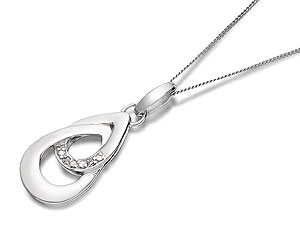 Unbranded 9ct White Gold Entwined Tear Drop Pendant And
