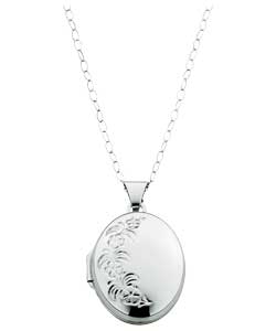 Unbranded 9ct White Gold Floral Spray Oval Locket