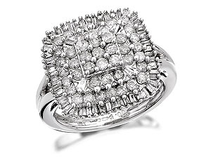 Unbranded 9ct-White-Gold-Four-Tier-Diamond-Cluster-Ring--1-Carat-046618