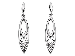 Unbranded 9ct White Gold Marquise and Diamond Drop Earrings 045505