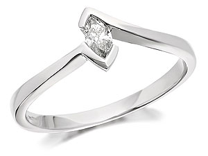 9ct White Gold Marquise Diamond Solitaire Ring