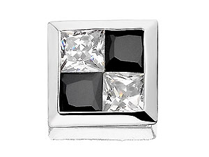 Unbranded 9ct White Gold Mens Black And White Cubic