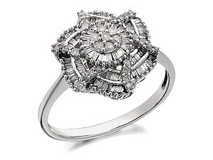 Unbranded 9ct White Gold Multi Tiered Diamond Cluster Ring