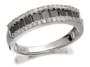 Unbranded 9ct-White-Gold-Night-And-Day-Black-And-White-Diamond-Half-Band-Ring--1ct--046689
