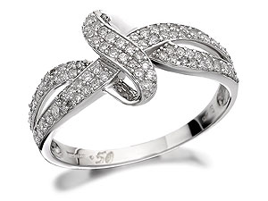 Unbranded 9ct White Gold Pav Set Diamond Bow Ring 0.5ct -