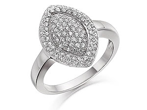 Unbranded 9ct White Gold Pave Set Marquise Diamond Ring