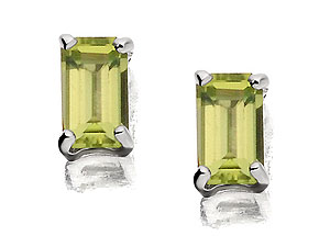 Unbranded 9ct White Gold Peridot Earrings 5mm - 070742