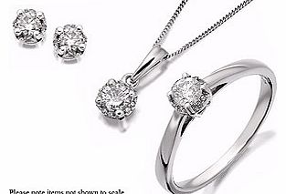Unbranded 9ct White Gold Ring Earring And Pendant Gift Set