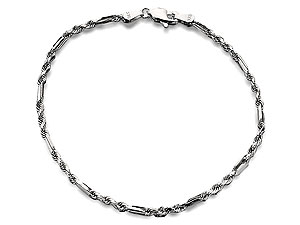 Unbranded 9ct-White-Gold-Rope-And-Bars-Bracelet--077316