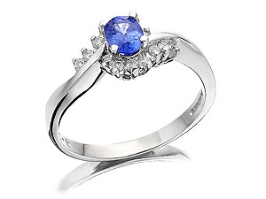 Unbranded 9ct White Gold Sapphire and Diamond Crossover Cluster Ring 047104-L