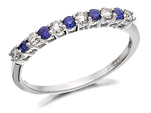 Unbranded 9ct White Gold Sapphire And Diamond Half