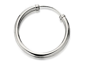 Unbranded 9ct-White-Gold-Single-Round-Capped-Hoop-Earring--20mm-073457