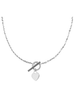 Unbranded 9ct white gold T-bar heart necklet