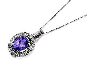 Unbranded 9ct White Gold Tanzanite And Diamond Pendant And