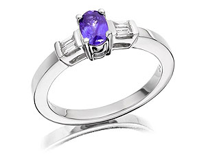Unbranded 9ct White Gold Tanzanite and Diamond Ring 047202-N