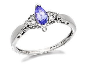 Unbranded 9ct White Gold Tanzanite And Diamond Ring 10pts