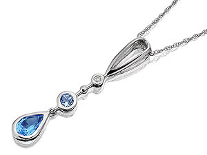Unbranded 9ct White Gold Topaz And Diamond Pendant And