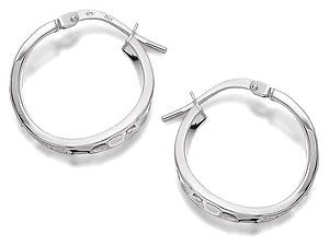 Unbranded 9ct White Gold Twisted Hoop Earrings 17mm -