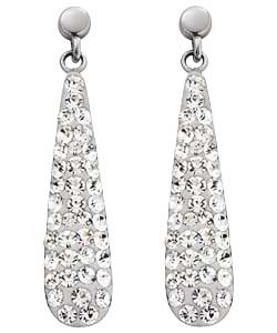 Unbranded 9ct White Gold White Crystal Bomb Drop Earrings