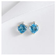 Unbranded 9CT YELLOW GOLD BLUE TOPAZ AND DIAMOND EARRINGS