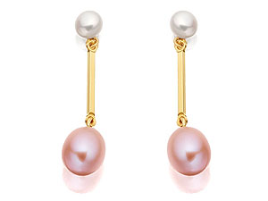Unbranded 9ct Yellow Gold Pink and White Freshwater Pearl
