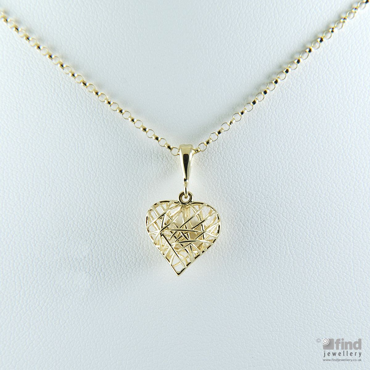 Unbranded 9ct Yellow Gold Wire Heart Necklace