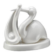 This contemporary, minimalist styled figurine features a stork 